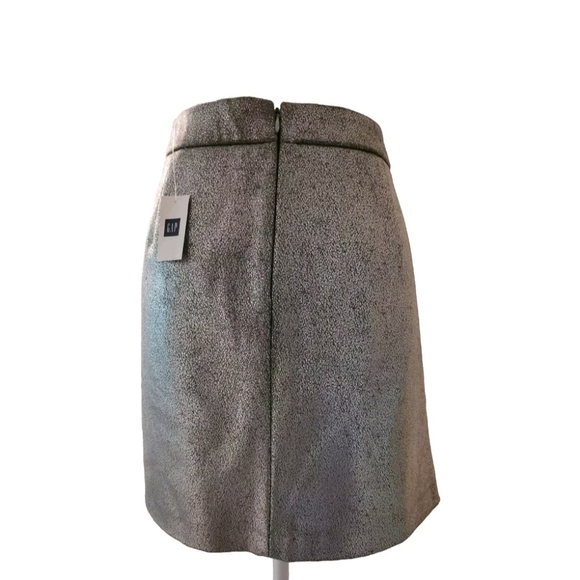GAP Silver Metallic Wool Blend Mini Skirt Sz 14 NWT - Picture 4 of 8